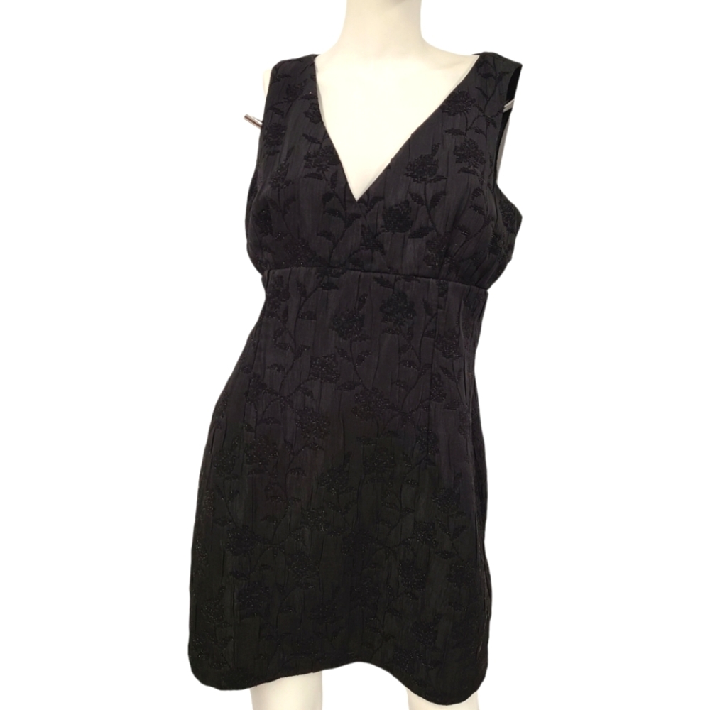 Michael Kors Black Brocade Shift Dress size Large